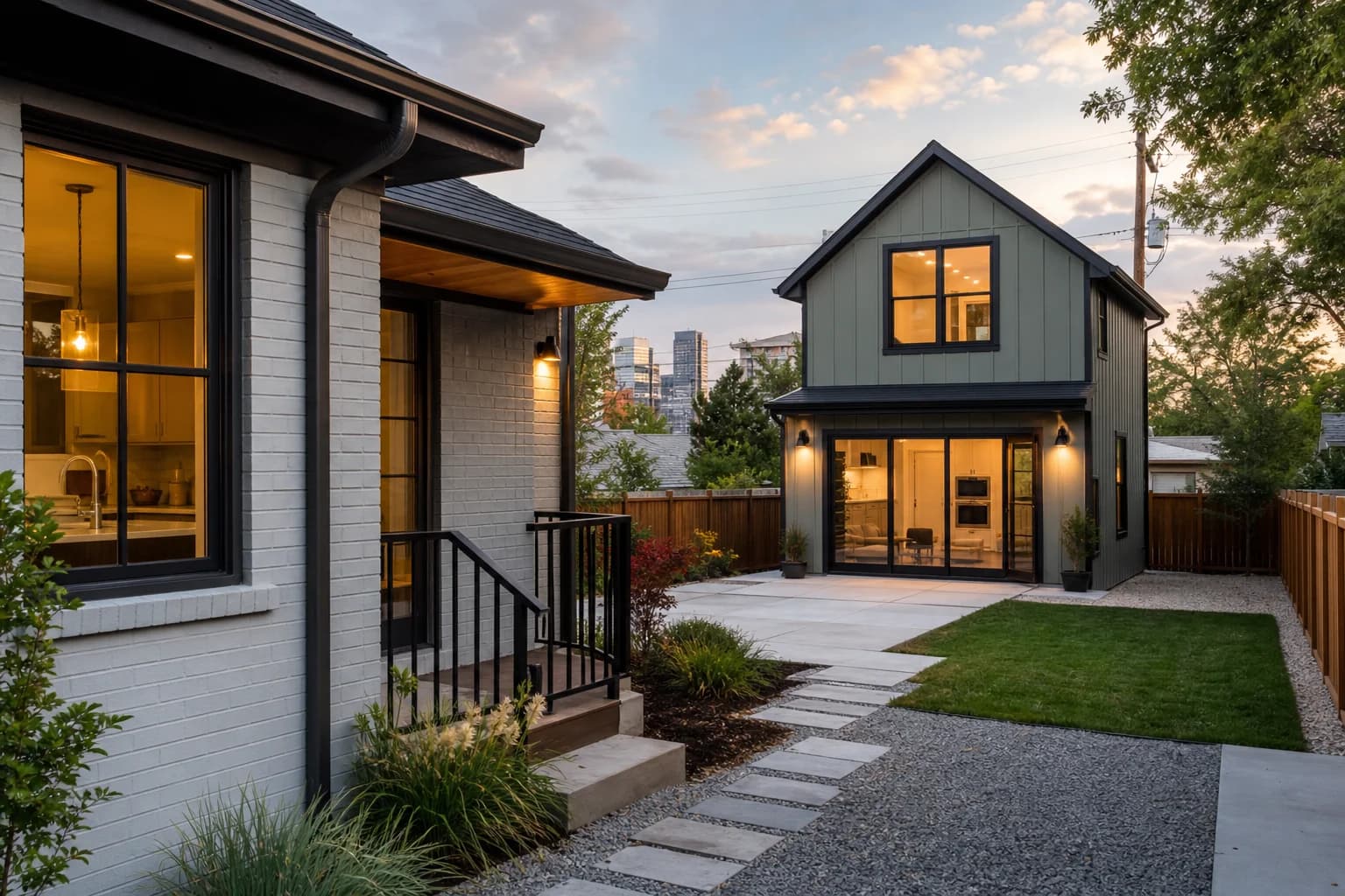 A Denver backyard accessory dwelling unit behind a primary home, suggesting a rental value-add opportunity.