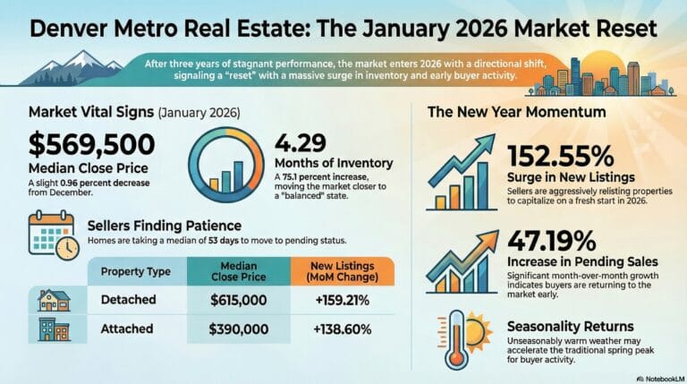Modern Denver home for sale with mountain views, representing the Denver Real Estate Market Forecast 2026.