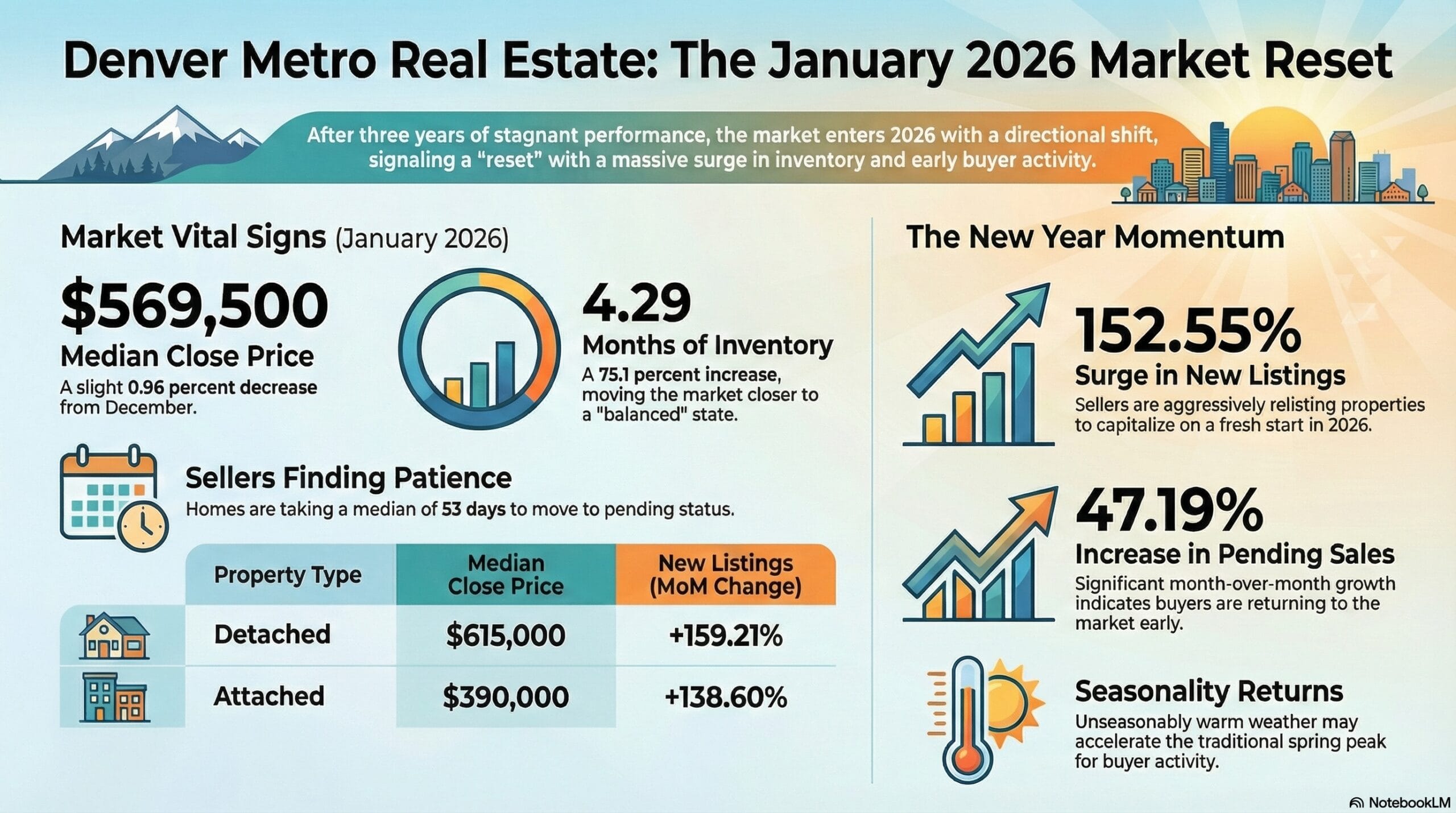 Modern Denver home for sale with mountain views, representing the Denver Real Estate Market Forecast 2026.